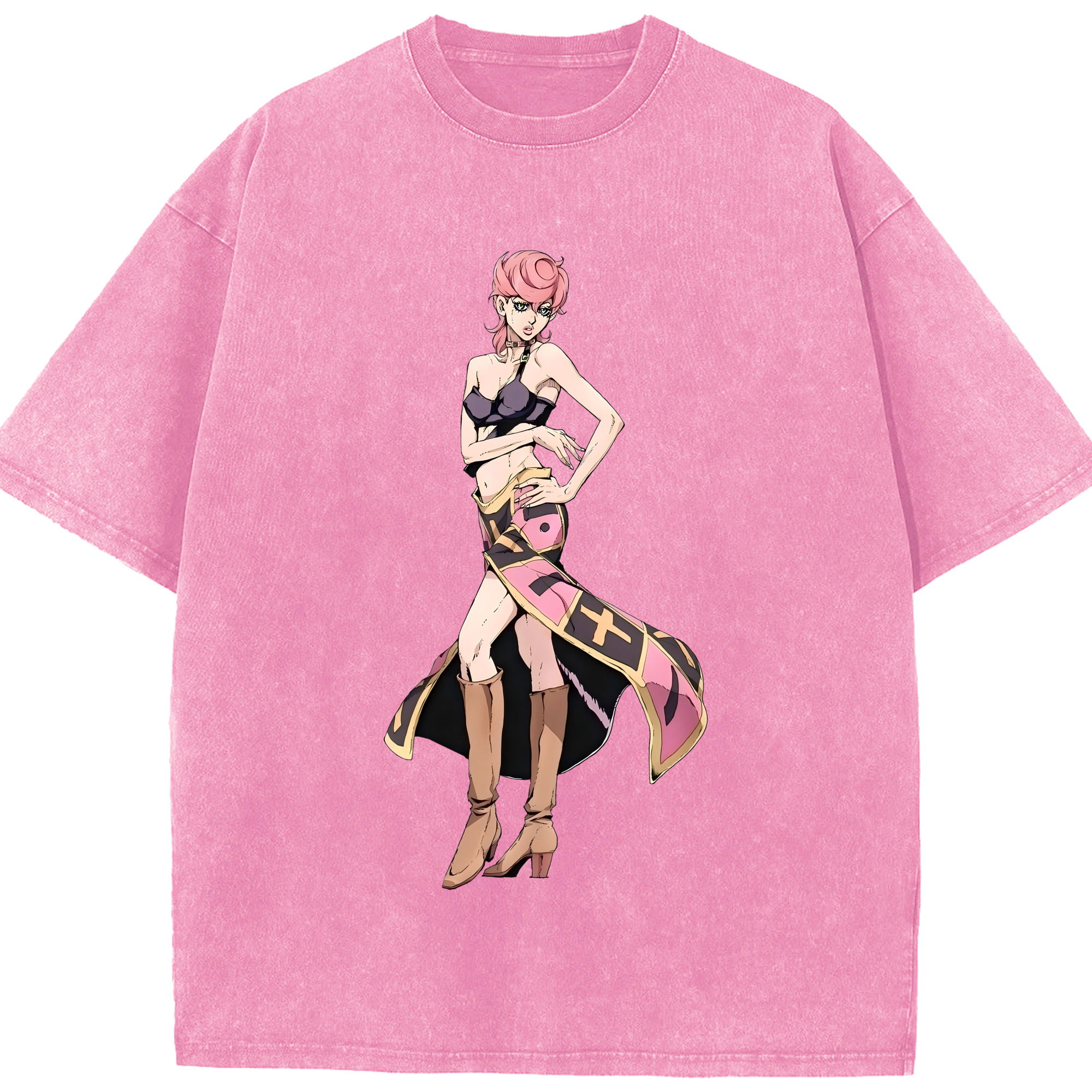 （画像用） ジョジョの奇妙な冒険 トリッシュ?ウナ JoJo's Bizarre Adventure Trish Una 綿100% ヴィンテージ風 半袖Tシャツ（フロントプリント）
